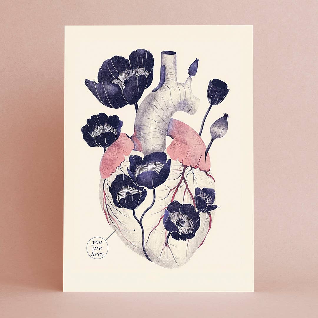 Vykort med hjärta "You are here"