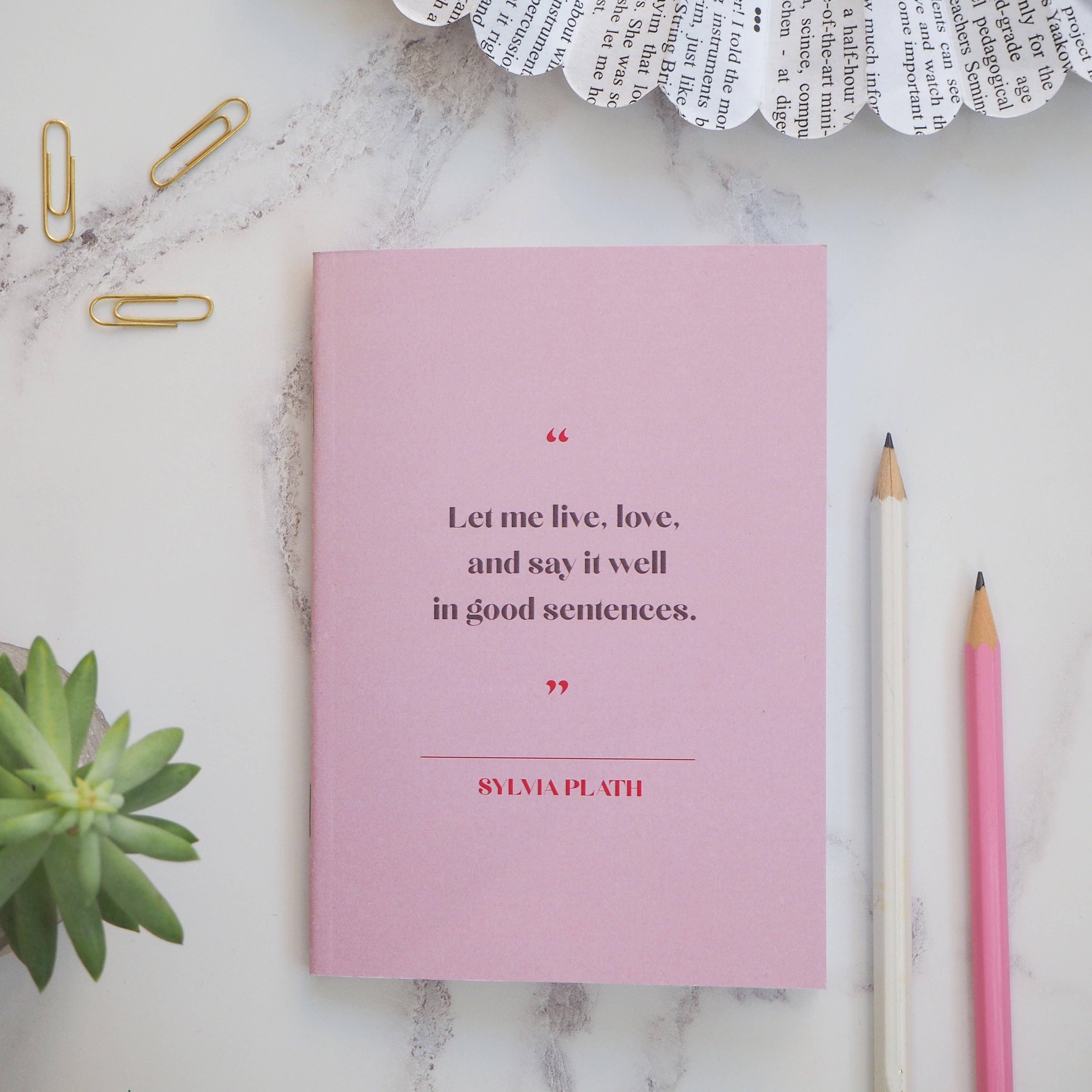 LiteraryEmporium - Sylvia Plath - A6 anteckningsbok för kvinnor, rosa